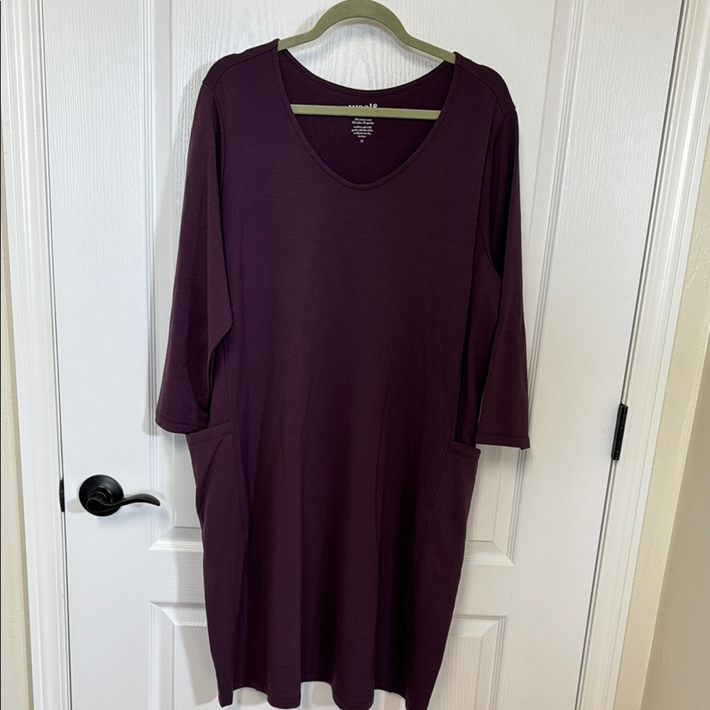 Wool& Purple Evelyn V-Neck Dress with Pockets